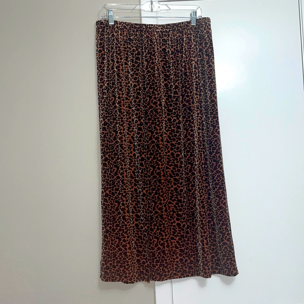 All Velvet Leopard Print Maxi Skirt